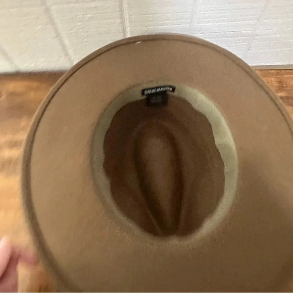 Steve Madden Green Women's Felted 100% Wool Metal Chain Trimmed Fedora Hat NWT - Picture 4 of 8